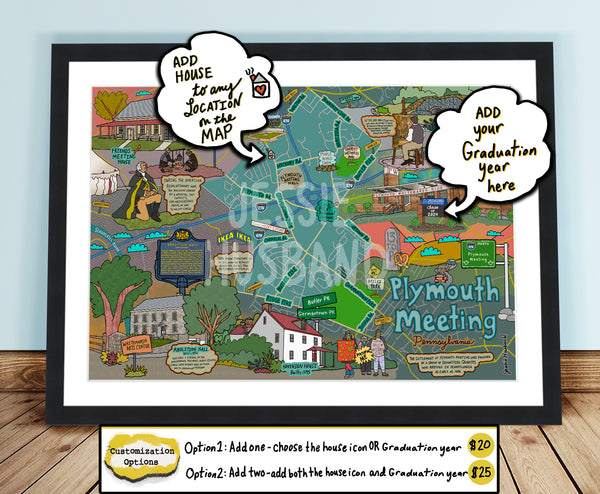 Map of Plymouth Meeting, PA (customization and framing options)