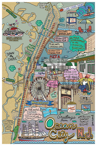 Map of Ocean City, New Jersey (customization and framing options available) - Jessie husband