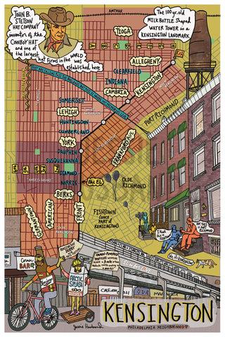 Map of Kensington, Philadelphia (customization and framing options available) - Jessie husband