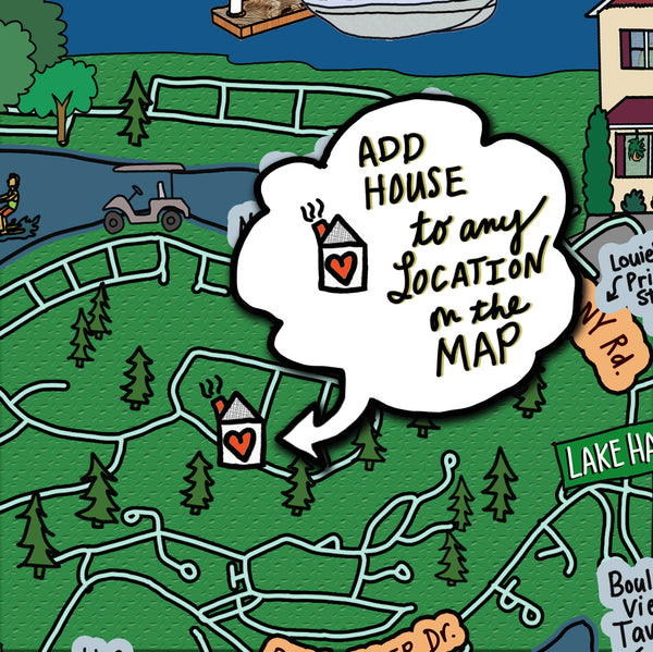 Map of Lake Harmony, Poconos, Map Art, Pennsylvania (customization and framing options)