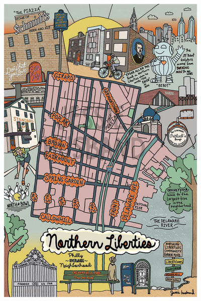 Map of Northern Liberties, Philadelphia (customization and framing options available) - Jessie husband