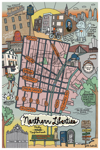 Map of Northern Liberties, Philadelphia (customization and framing options available) - Jessie husband
