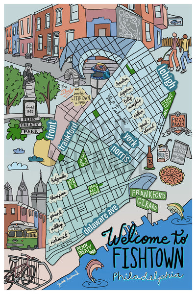 Map of Fishtown, Philadelphia (customization and framing options available) - Jessie husband