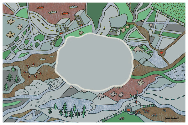 Custom Quote or Lyric Art, mountains, roads, home, trees, rivers