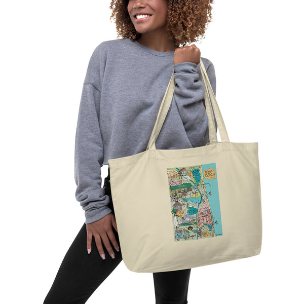 Map of Rehoboth Beach Cotton Large Tote Bag - Jessie husband