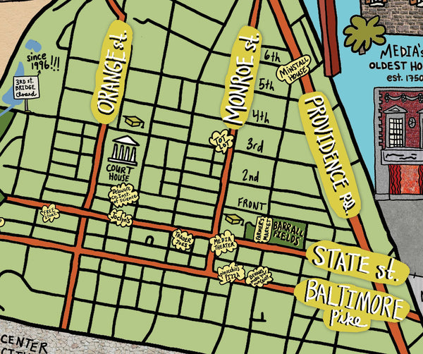 Map of Media, Pennsylvania (customization and framing options available) - Jessie husband