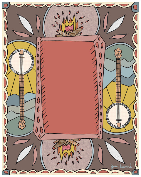 Custom Quote or Lyric Art, banjo, sun, rolling hills - Jessie husband