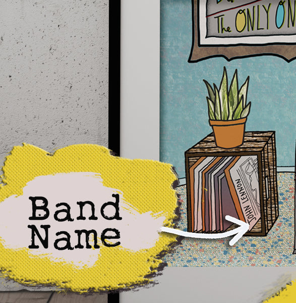 Custom & Personalized Song Lyric Art, record player, plant, lamp - Jessie husband