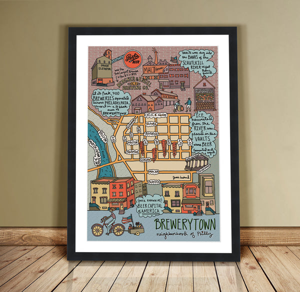Map of Brewerytown, Philadelphia (customization and framing options available) - Jessie husband
