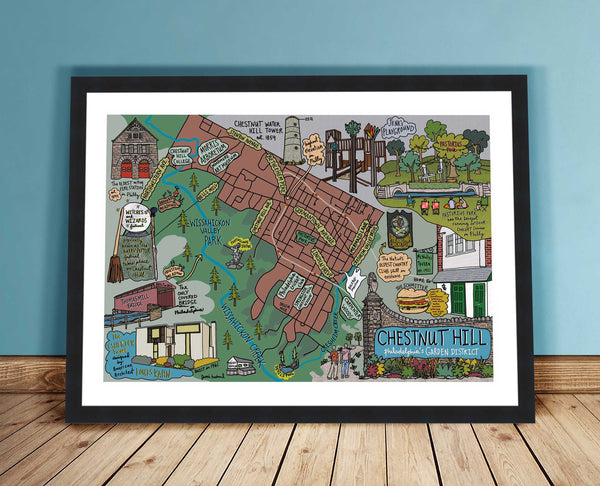 Map of Chestnut Hill, Philadelphia (customization and framing options available) - Jessie husband