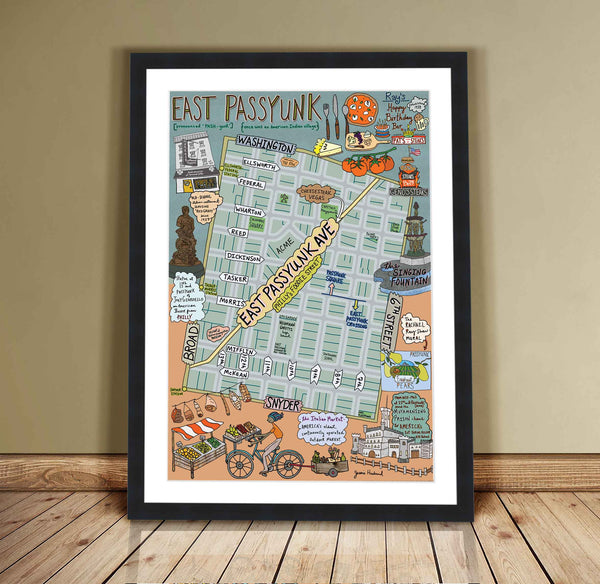 Map of East Passyunk, Philadelphia (customization and framing options available) - Jessie husband