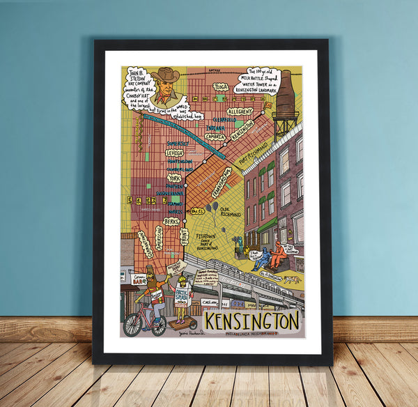 Map of Kensington, Philadelphia (customization and framing options available) - Jessie husband