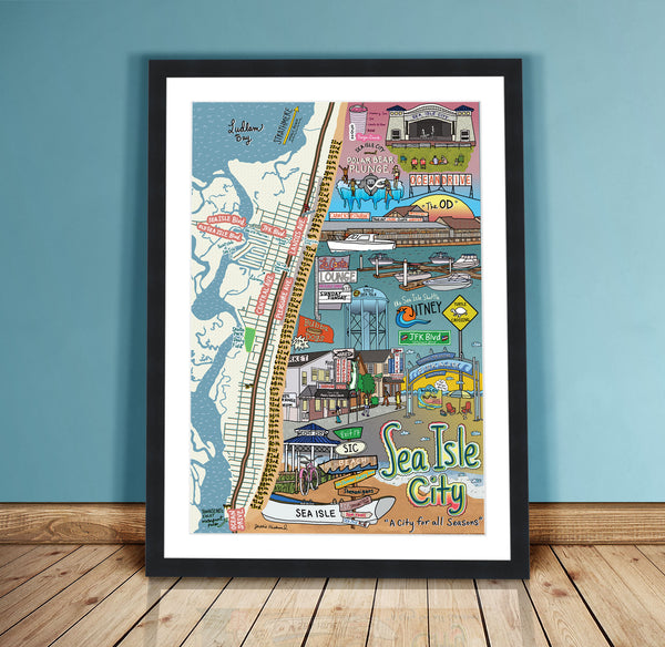 Sea Isle City, New Jersey (customization and framing options available) - Jessie husband
