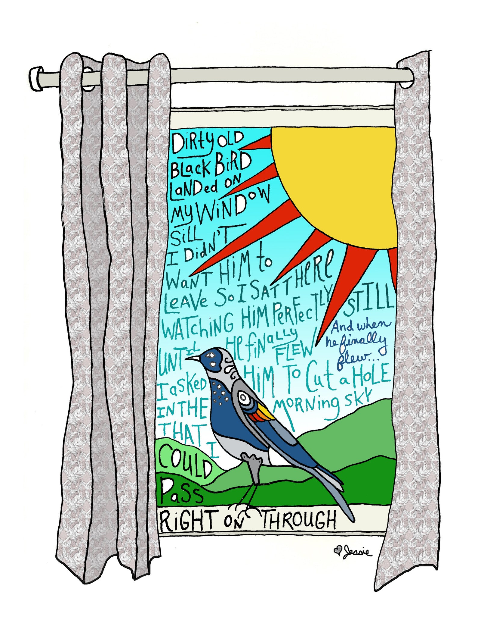 Dirty Old Black Bird Print w/ Zoe Muth song lyrics - Jessie husband