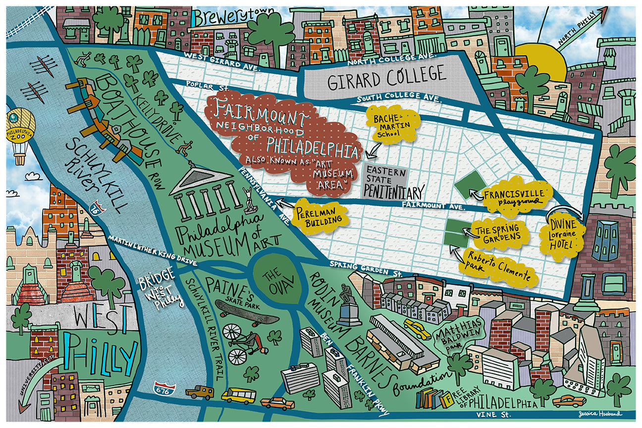 Map of Fairmount, Philadelphia (customization and framing options available) - Jessie husband