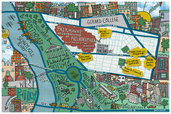 Map of Fairmount, Philadelphia (customization and framing options available) - Jessie husband