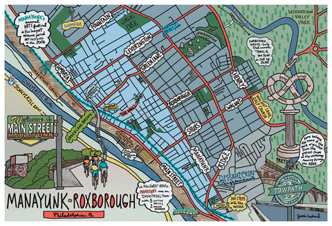 Map of Manayunk / Roxborough, Philadelphia (customization and framing options available) - Jessie husband