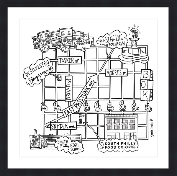 S. Philly Map Print - custom order - Jessie husband