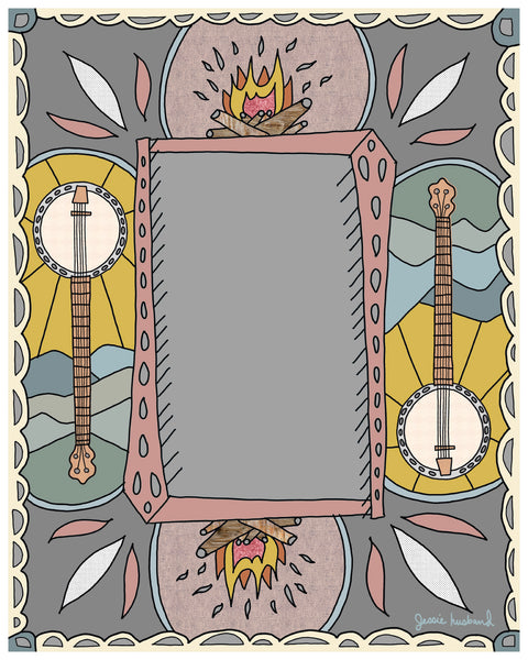 Custom Quote or Lyric Art, banjo, sun, rolling hills - Jessie husband