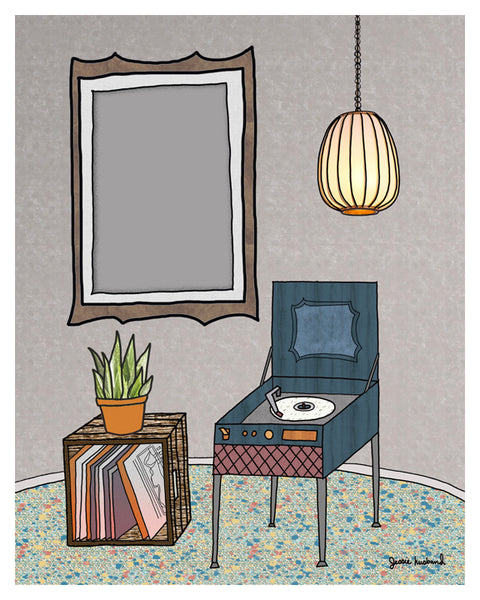 Custom & Personalized Song Lyric Art, record player, plant, lamp - Jessie husband