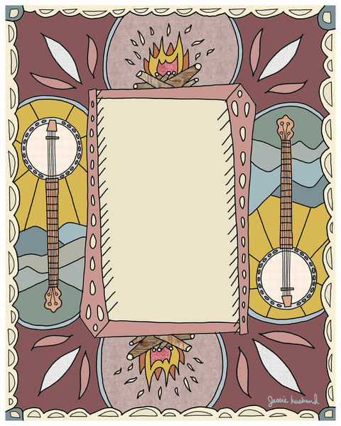 Custom Quote or Lyric Art, banjo, sun, rolling hills - Jessie husband