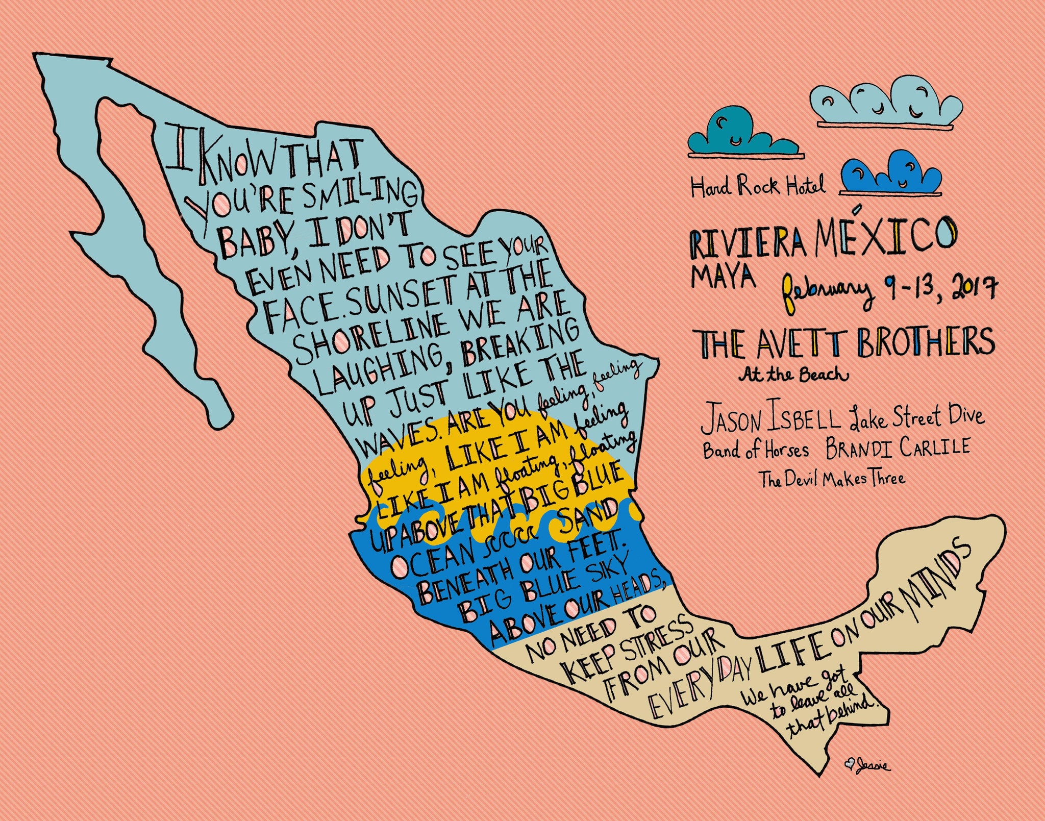 The Avett Brothers Beach Poster - 2017 - Jessie husband