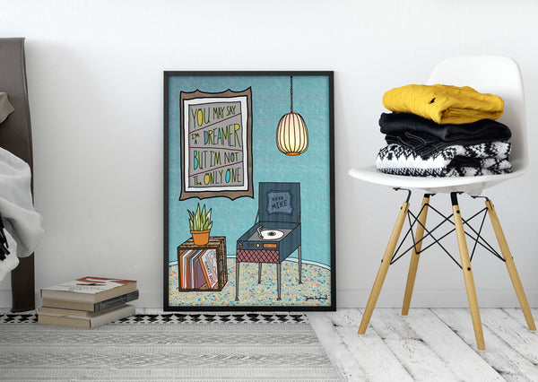 Custom & Personalized Song Lyric Art, record player, plant, lamp - Jessie husband