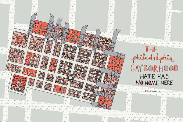 Philly Gayborhood Map Rectangular Pillow - Jessie husband