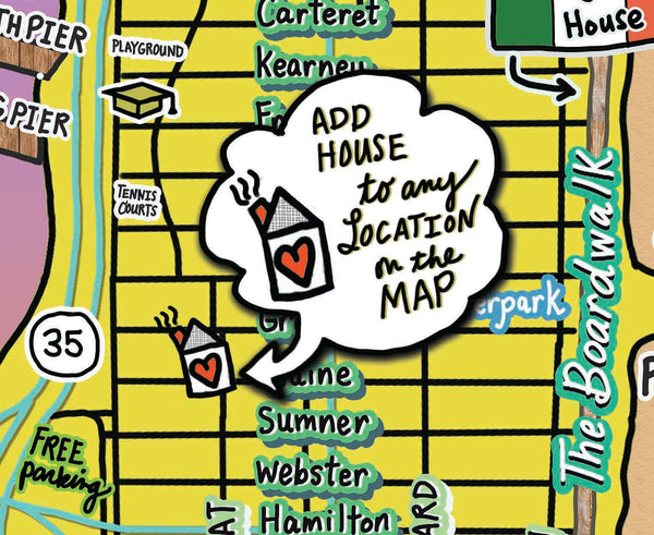 Map of Seaside Heights, New Jersey (customization and framing options available)