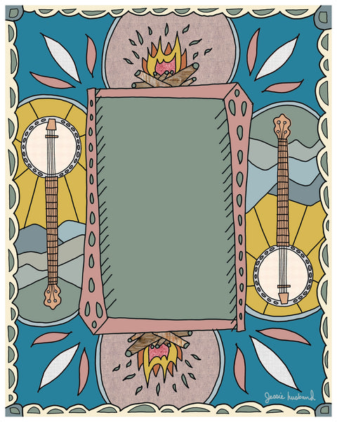 Custom Quote or Lyric Art, banjo, sun, rolling hills - Jessie husband