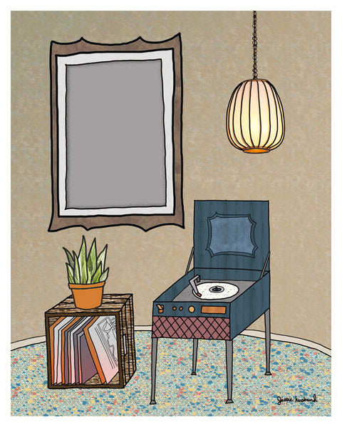 Custom & Personalized Song Lyric Art, record player, plant, lamp - Jessie husband