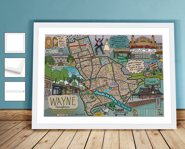 Map of Wayne, Pennsylvania (customization and framing options available) - Jessie husband