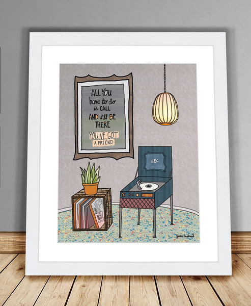 Custom & Personalized Song Lyric Art, record player, plant, lamp (framing options available) - Jessie husband
