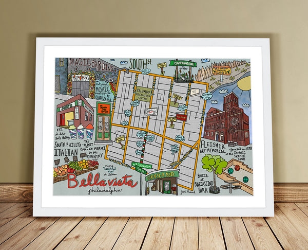 Map of Bella Vista, Philadelphia (customization and framing options available) - Jessie husband