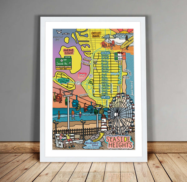 Map of Seaside Heights, New Jersey (customization and framing options available)