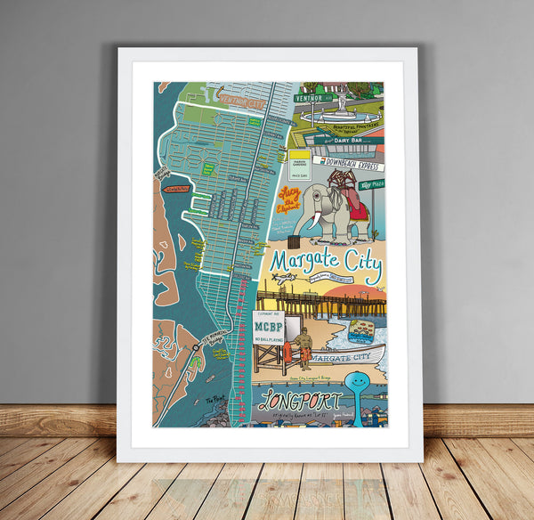 Map of Margate City and Longport, New Jersey (customization and framing options available) - Jessie husband