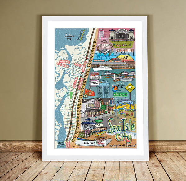 Sea Isle City, New Jersey (customization and framing options available) - Jessie husband