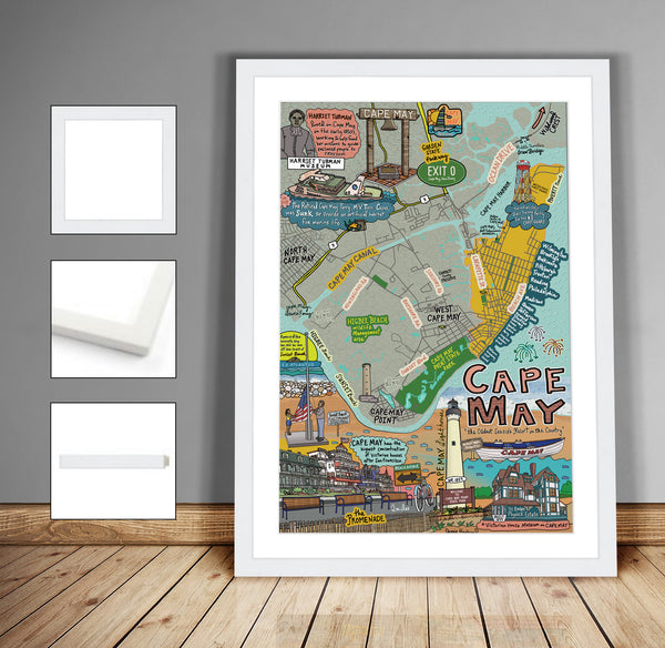 Map of Cape May, New Jersey (customization and framing options available) - Jessie husband