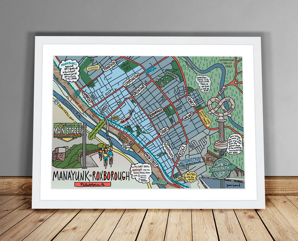 Map of Manayunk / Roxborough, Philadelphia (customization and framing options available) - Jessie husband