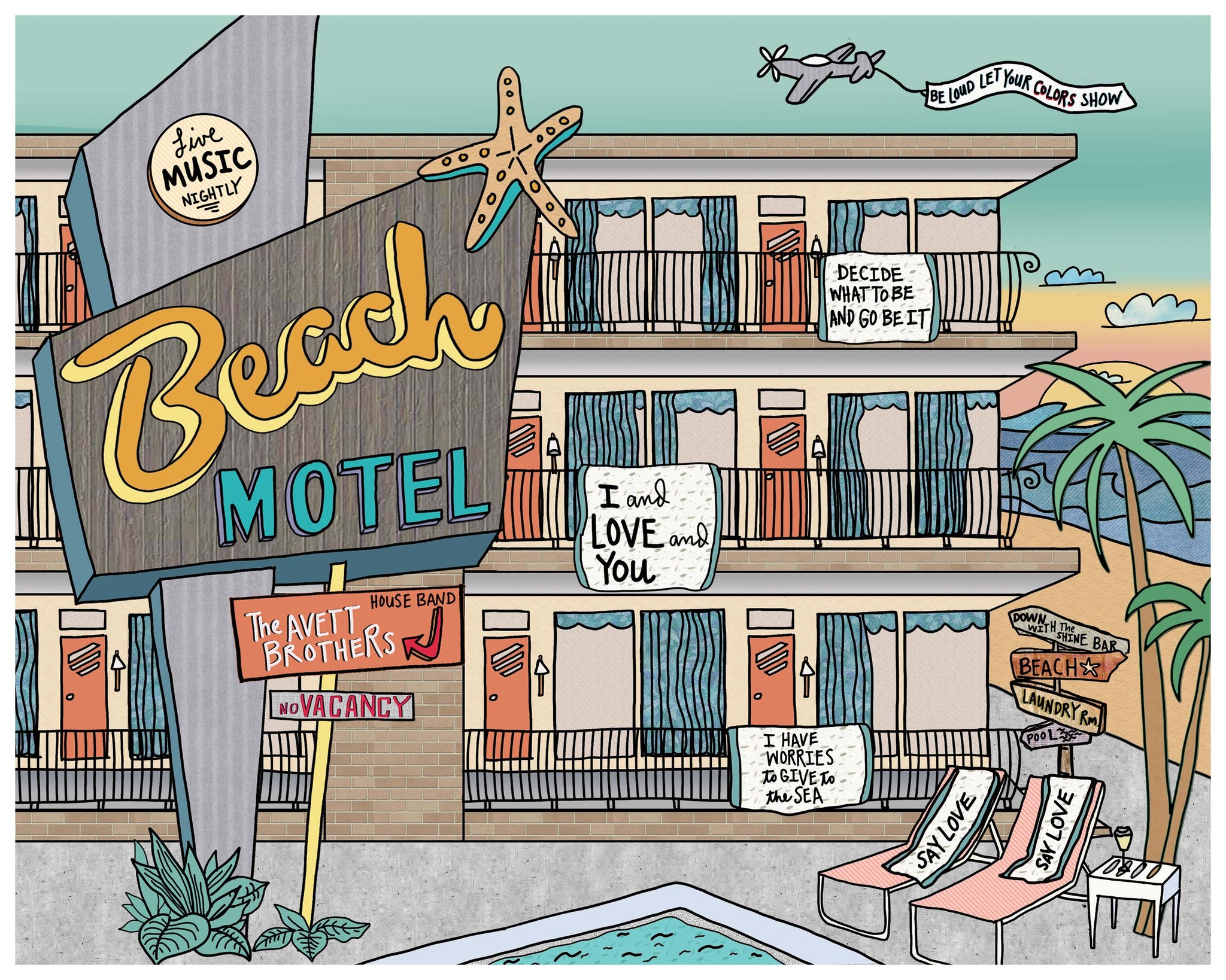 The Avett Brothers Beach Poster - 2020 - Jessie husband