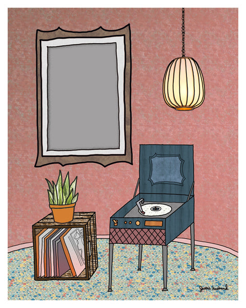 Custom & Personalized Song Lyric Art, record player, plant, lamp - Jessie husband