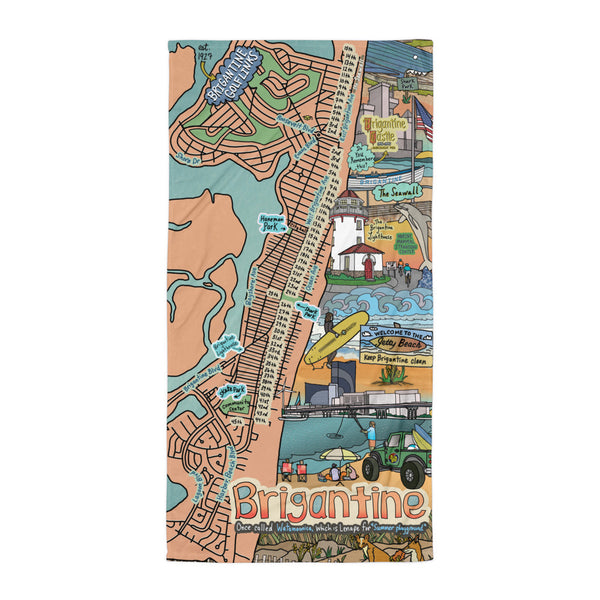 Map of Brigantine, NJ Beach Towel