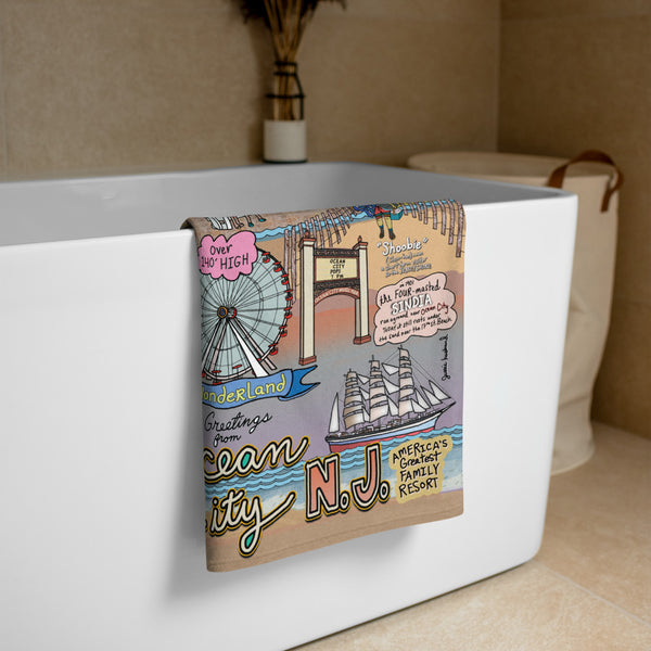 Map of Ocean City, NJ Beach Towel - Jessie husband
