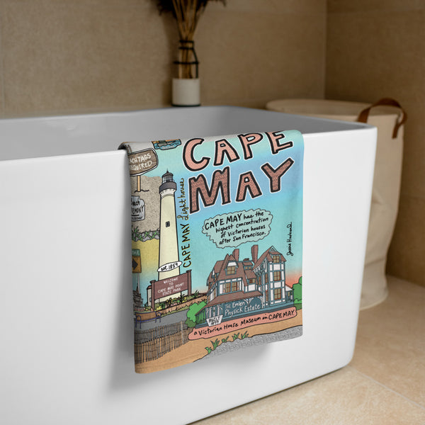 Map of Cape May, NJ Beach Towel - Jessie husband