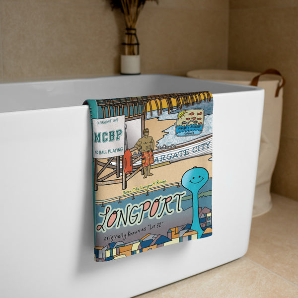 Map of Margate City and Longport, NJ Beach Towel - Jessie husband