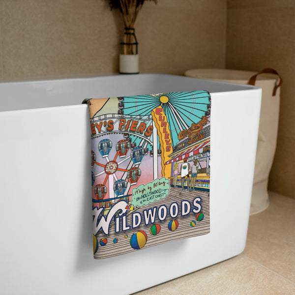 Map of Wildwood, NJ Beach Towel - Jessie husband
