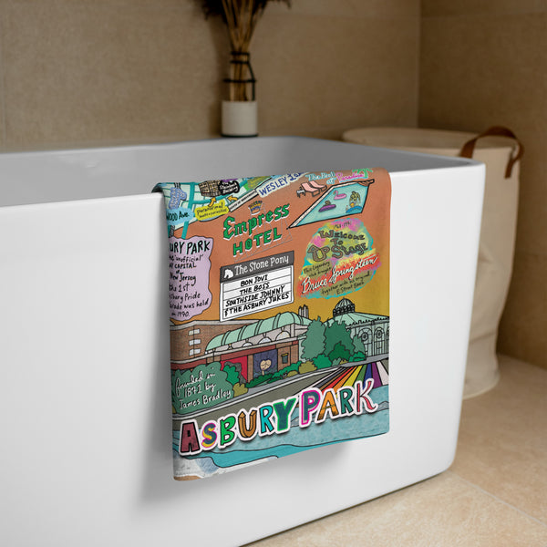 Map of Asbury Park, NJ Beach Towel