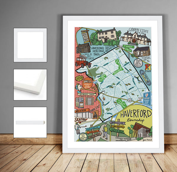 Map of Haverford Township, Pennsylvania (customization and framing options available) - Jessie husband