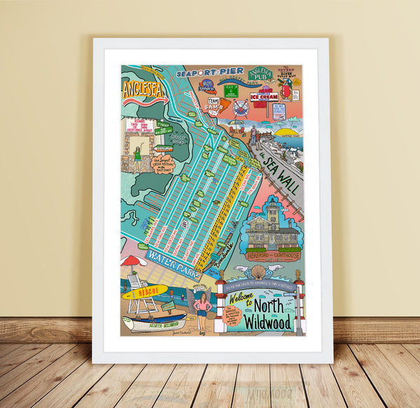 Map of North Wildwood, New Jersey (customization and framing options available) - Jessie husband